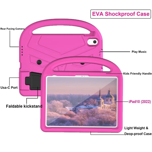 SKALO iPad 11" (2025) Lapsikuori kahvalla ja jalustalla - Pinkki
