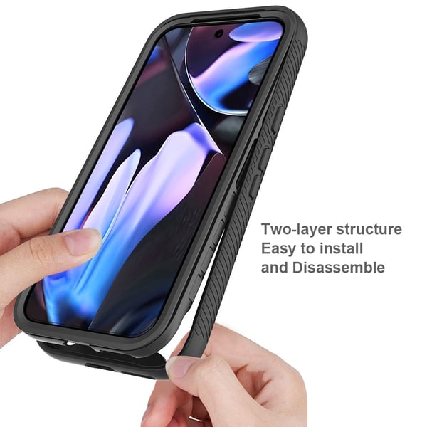 SKALO Google Pixel 9a Shockproof Clear Hybrid+Skærmbeskyttelse Cover - Sort