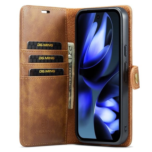 DG MING Google Pixel 9a 2-i-1 Magnet Flip Cover - Brun
