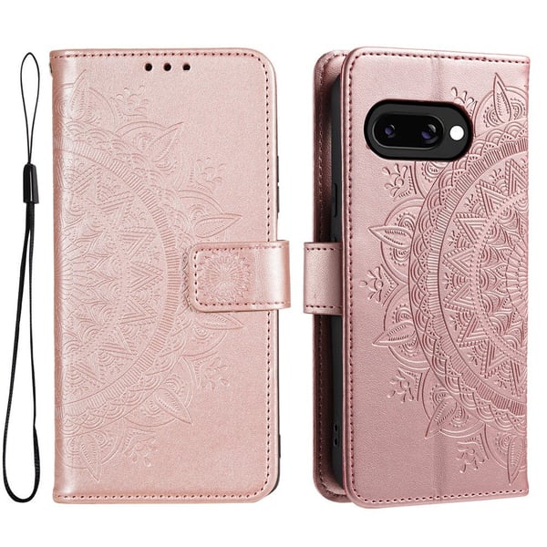 SKALO Google Pixel 9a Mandala Lompakkokotelo - Ruusukulta