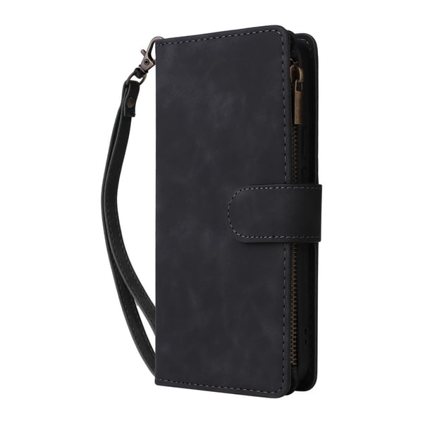SKALO Google Pixel 9a Zipper PU-læder Flip Cover - Sort