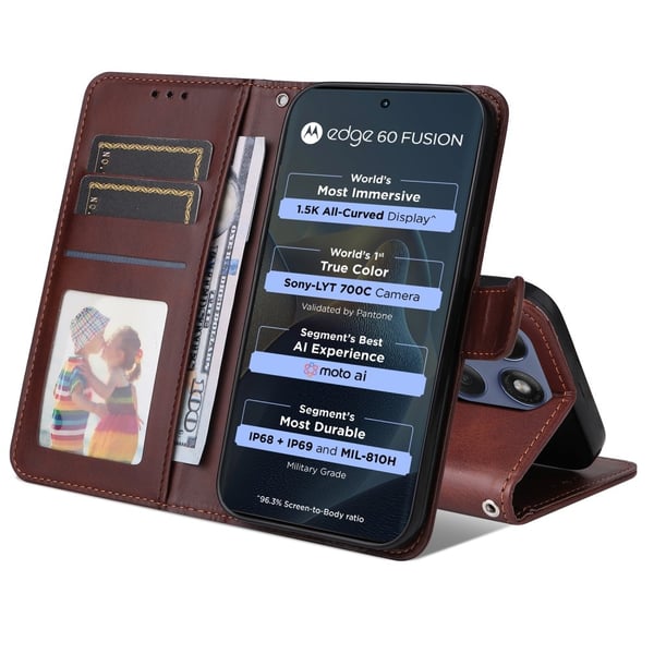 SKALO Motorola Edge 60 PU-nahka Lompakkokotelo