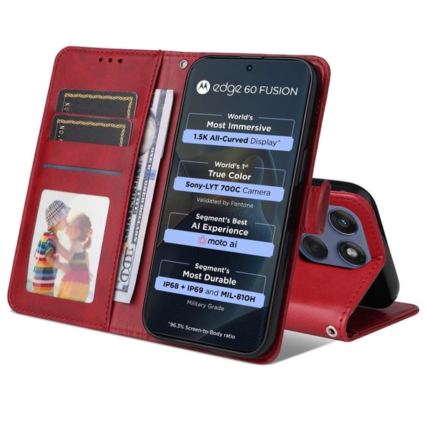 SKALO Motorola Edge 60 PU-nahka Lompakkokotelo