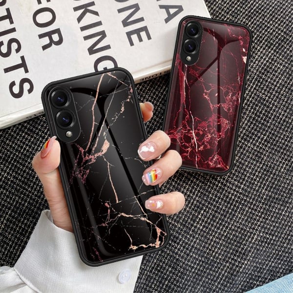 SKALO Samsung S25 Edge Marmor Hærdet Glas TPU Cover - #3