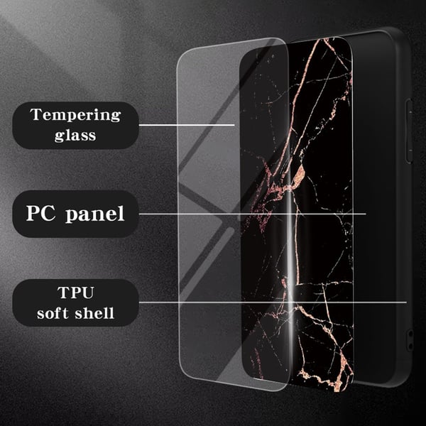 SKALO Samsung S25 Edge Marmor Hærdet Glas TPU Cover - #3