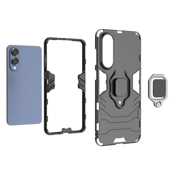 SKALO Samsung S25 Edge Armor Metallring Cover - Sort