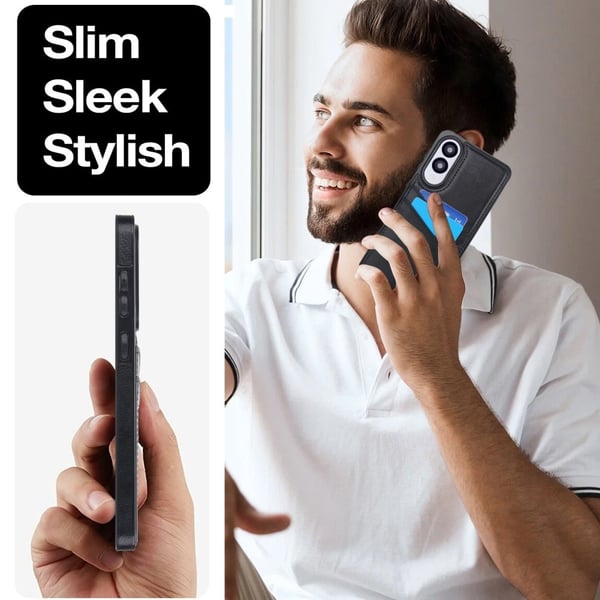 SKALO Samsung S25 Edge PU-Læder Kortholder Cover - Sort
