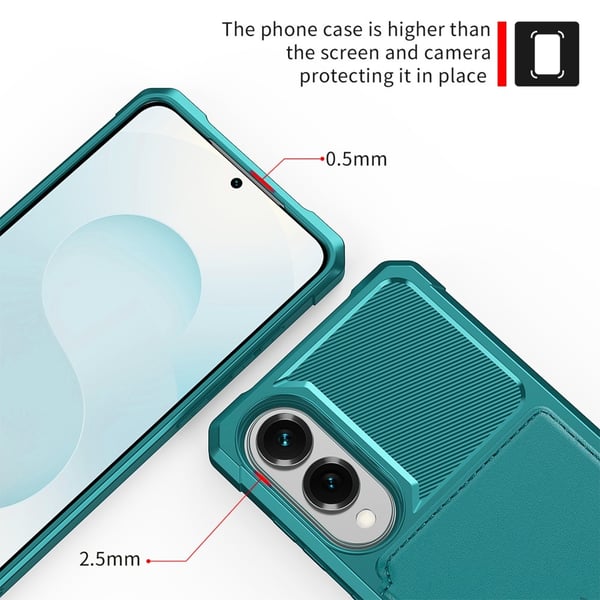 SKALO Samsung S25 Edge Stødresistent Cover med Pung- Turkis