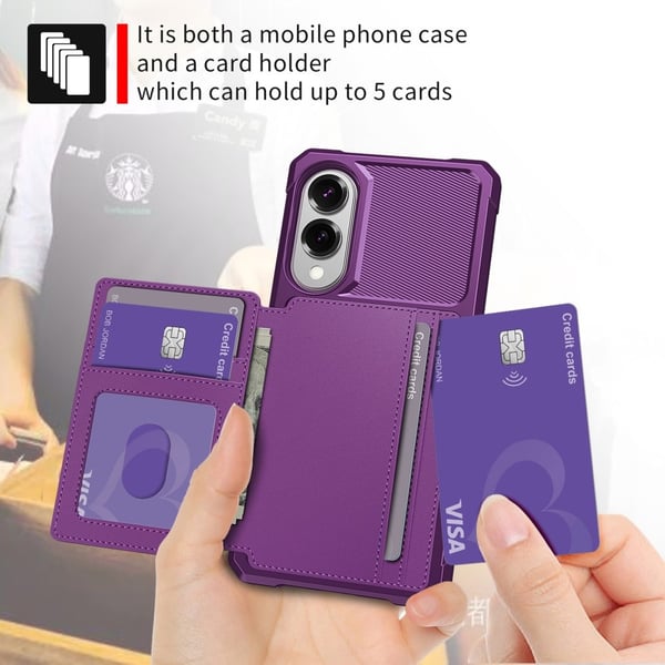 SKALO Samsung S25 Edge Stødresistent Cover med Pung- Lilla
