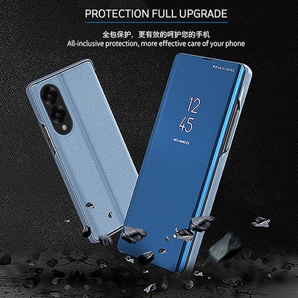 SKALO Samsung S25 Edge Clear View Flip Cover - Blå