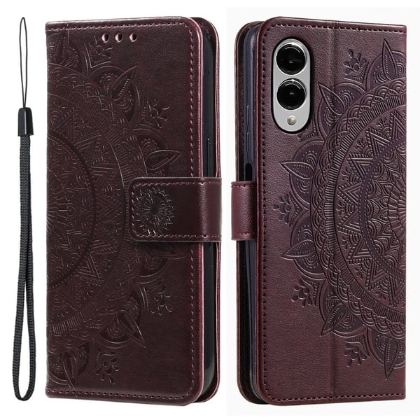 SKALO Samsung S25 Edge Mandala Flip Cover - Brun SKALO Samsung S25 Edge Mandala Flip Cover - Brun