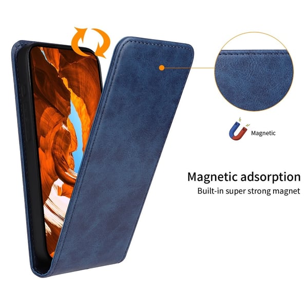 SKALO Samsung S25 Edge Vertikalt PU-læder cover Cover - Sort