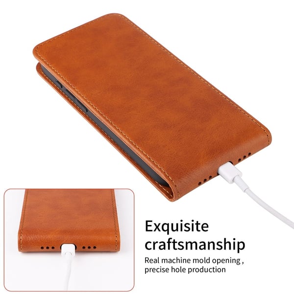 SKALO Samsung S25 Edge Vertikalt PU-læder cover Cover - Sort