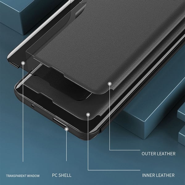 SKALO Samsung S25 Edge Clear View Window Kotelo - Sininen