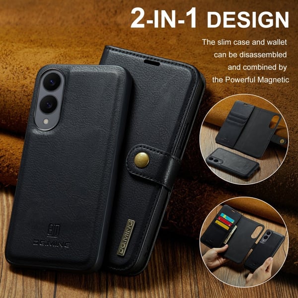 DG MING Samsung S25 Edge 2-i-1 Magnet Flip Cover - Sort
