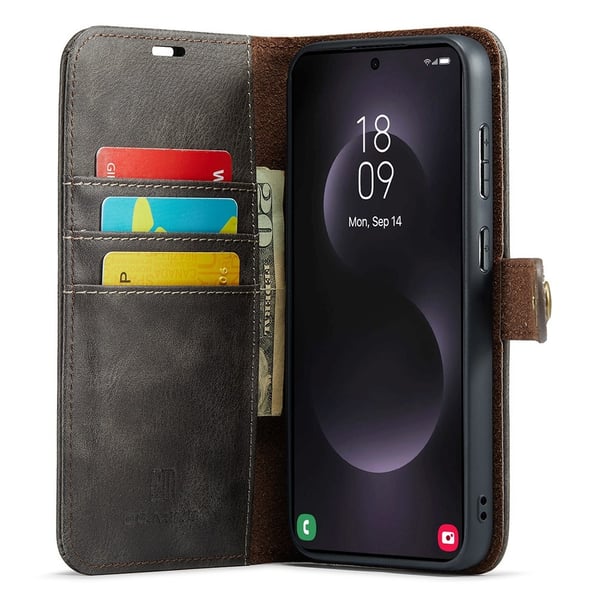 DG MING Samsung S25 Edge 2-i-1 Magnet Flip Cover - Grå