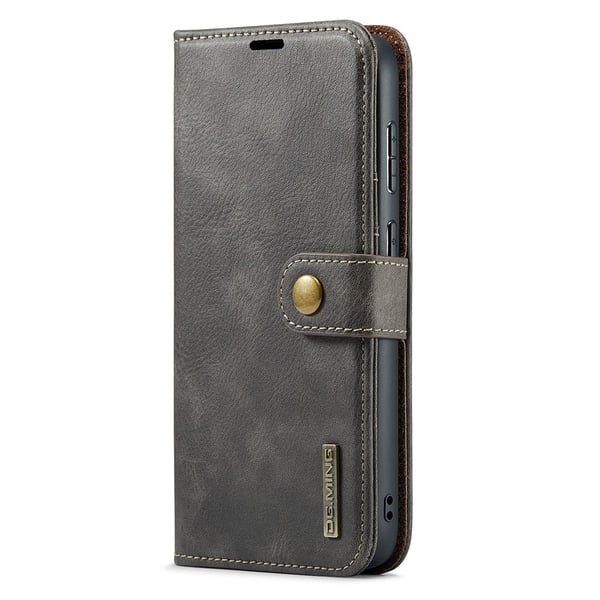 DG MING Samsung S25 Edge 2-i-1 Magnet Flip Cover - Grå