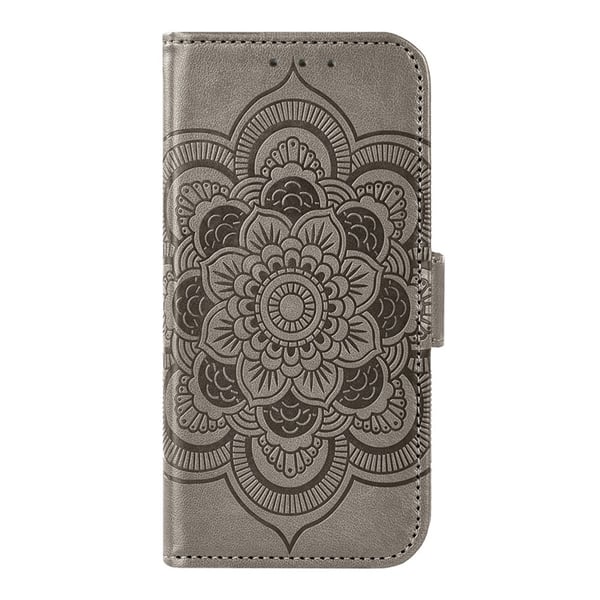 SKALO Samsung S25 Edge Mandala Blomst Flip Cover - Grå
