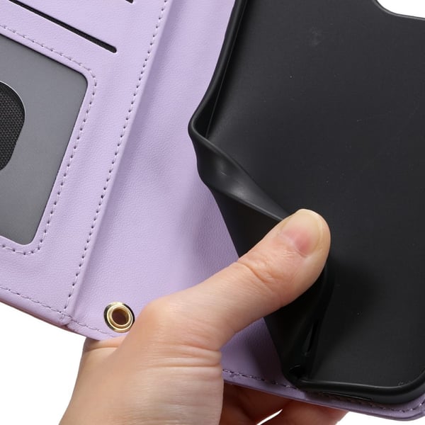 SKALO Samsung S25 Edge Quiltet Skulderrem Flip Cover - Lilla