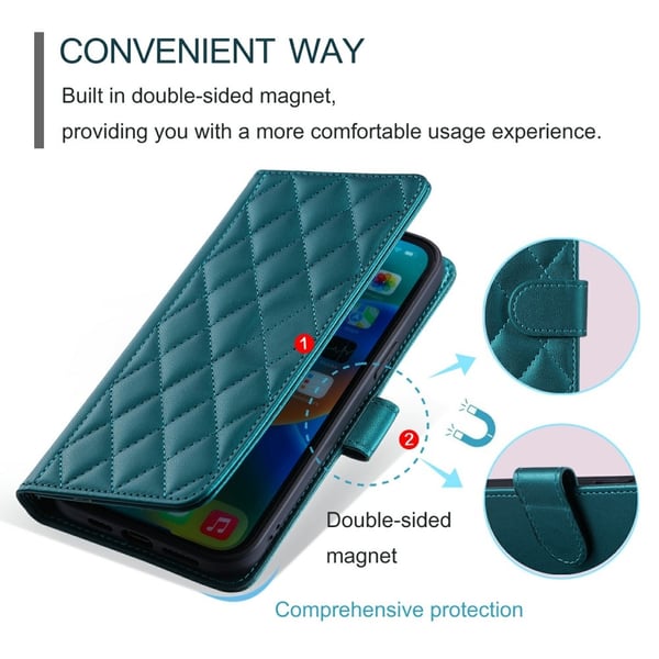 SKALO Samsung S25 Edge Tikattu Olkahihna Lompakkokotelo - Vihreä
