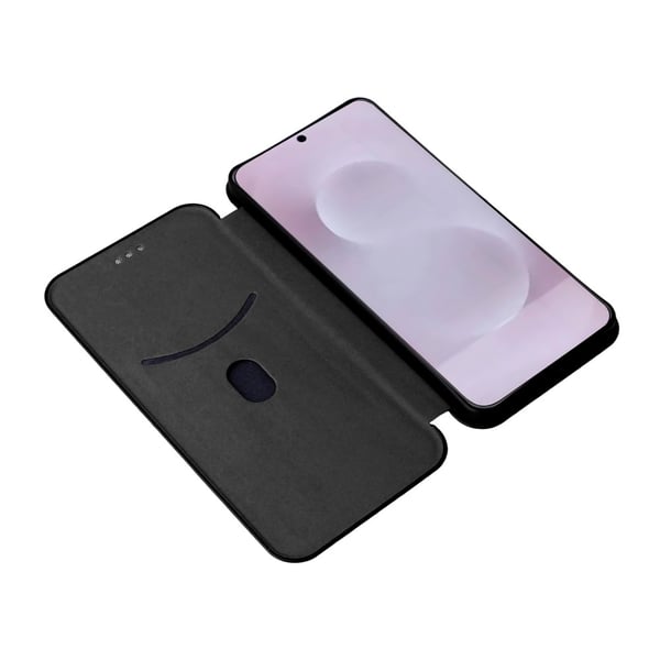 SKALO Samsung S25 Edge Carbon Fiber Flip Cover - Sort