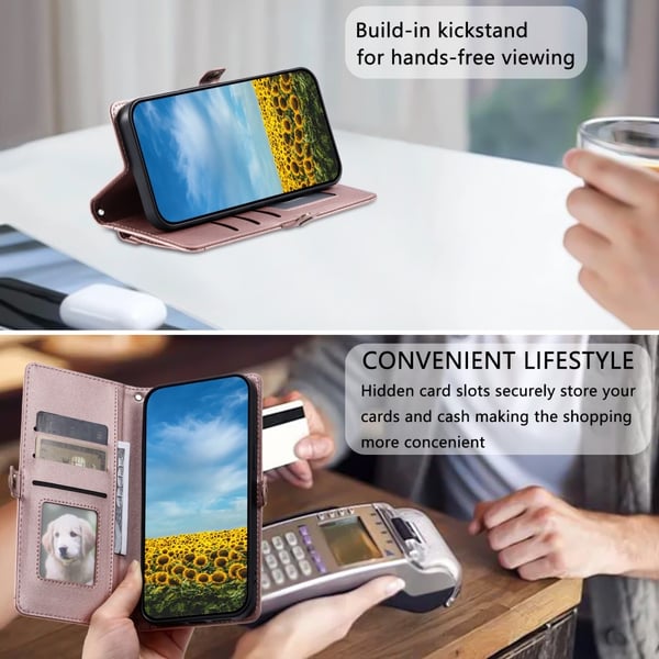 SKALO Samsung S25 Edge PU-Læder Kuvert Flip Cover - Rosa guld