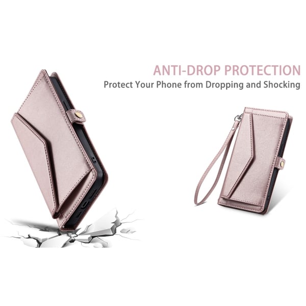 SKALO Samsung S25 Edge PU-Læder Kuvert Flip Cover - Rosa guld