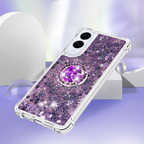 SKALO Samsung S25 Edge Kvicksand Glitter Ring Cover - Lilla