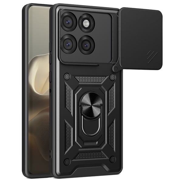 SKALO Motorola Edge 60 Pro 5G Armor Metallring Kameraslider Skal - Svart
