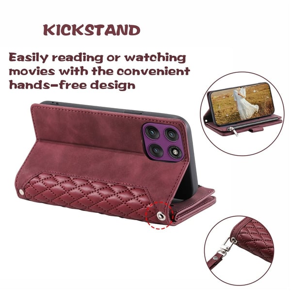 SKALO Motorola Edge 60 Pro 5G 005 Big Wallet Quiltet Flip Cover - Rød