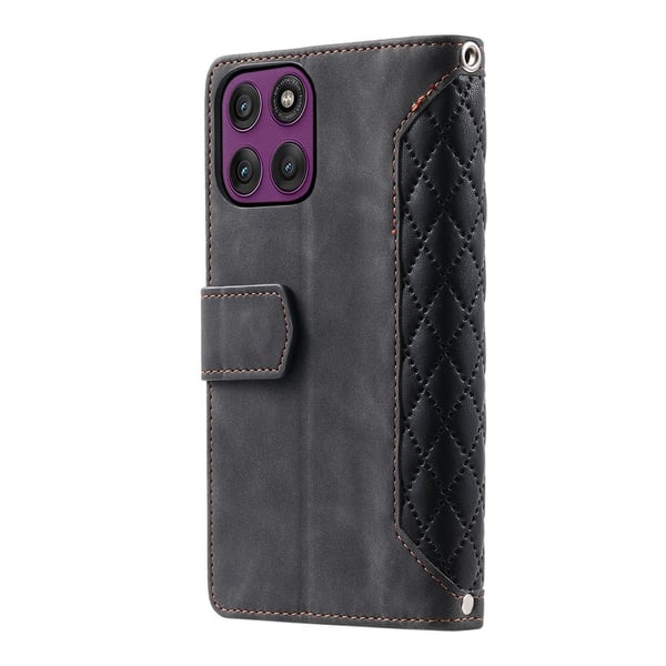 SKALO Motorola Edge 60 Pro 5G 005 Big Wallet Quiltet Flip Cover - Sort