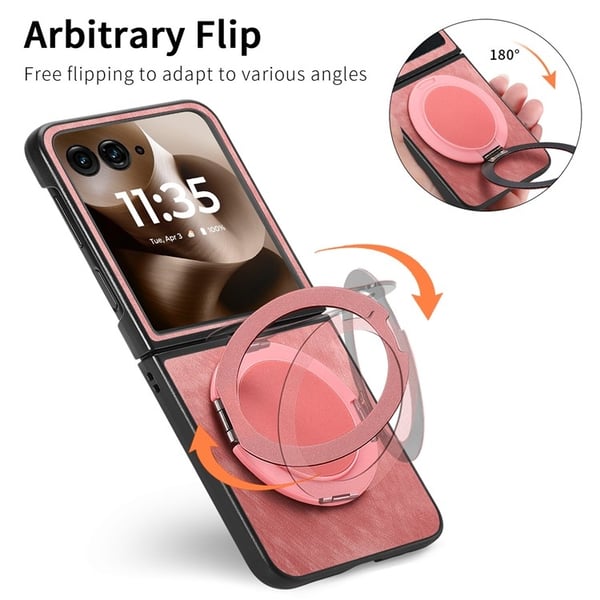 SKALO Motorola Razr 60 Ultra 5G D21 Kickstand Retro PU-Læder Cover - Pink