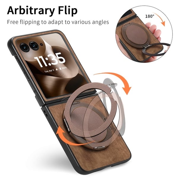 SKALO Motorola Razr 60 Ultra 5G D21 Kickstand Retro PU-Læder Cover - Brun