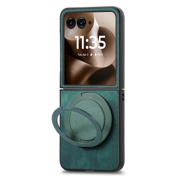 SKALO Motorola Razr 60 Ultra 5G D21 Kickstand Retro PU-Læder Cover - Grøn