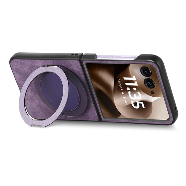 SKALO Motorola Razr 60 Ultra 5G D21 Kickstand Retro PU-Læder Cover - Lilla
