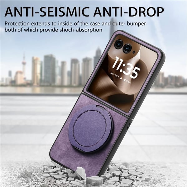 SKALO Motorola Razr 60 Ultra 5G D21 Kickstand Retro PU-Læder Cover - Lilla