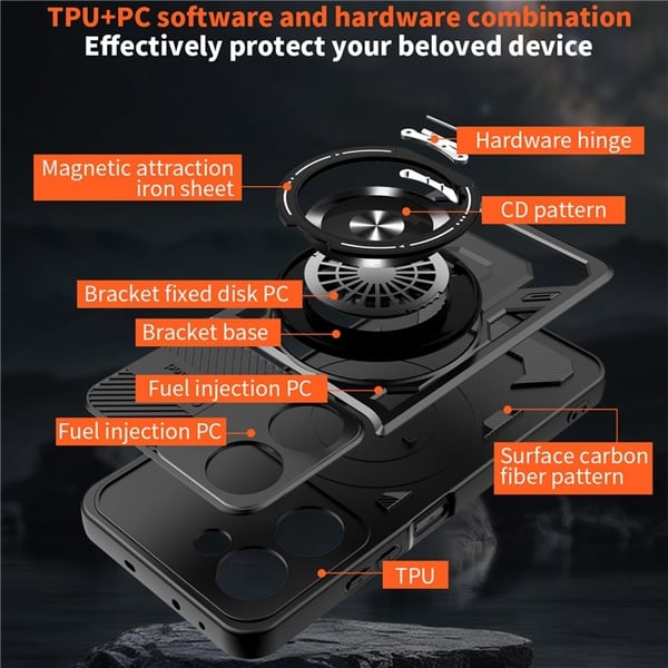SKALO Xiaomi Redmi A5 4G Armor Hybrid Magnetring Cover - Rød