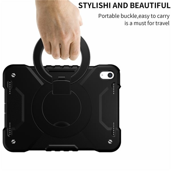 SKALO iPad 11" (2025) Ekstra Stødsikkert Armor Ring med Skulderrem Cover - Sort