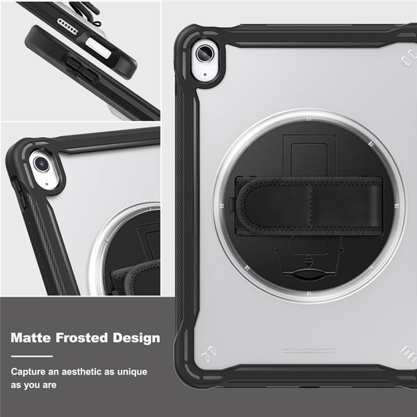 SKALO iPad 11" (2025) Erittäin Iskunkestävä Armor 360 Kahva/Teline Suojakuori - Musta