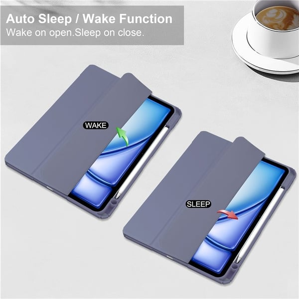 SKALO iPad Air 13 (2025) Trifold Gennemsigtig Bagside Cover - Lilla