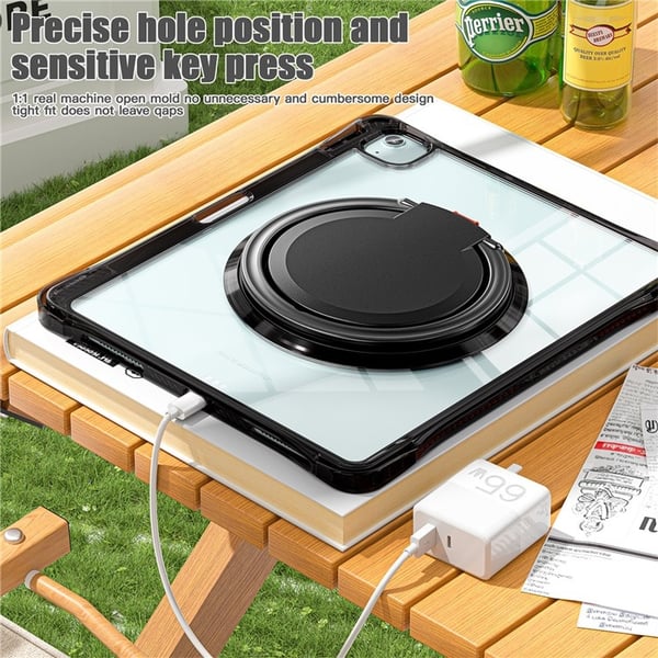 SKALO iPad Air 13 (2025) Ekstra Stødsikker Armor Ring Cover - Sort