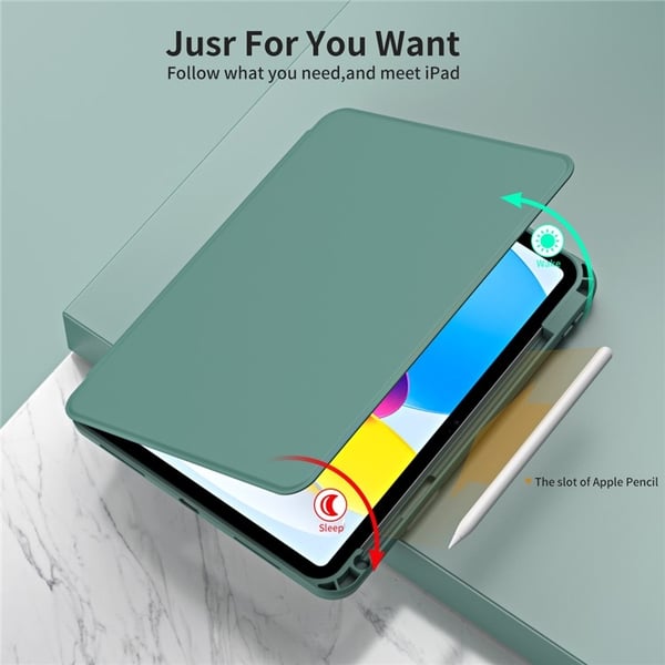 SKALO iPad 10.9 (2022) PU-læder Rotary Kickstand Aftagelig 2 i 1 Cover - Grøn
