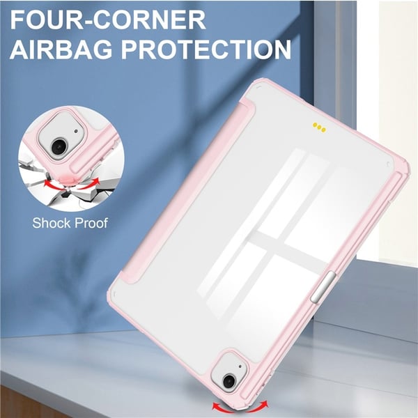 SKALO iPad Air 13 (2024) Trifold Gennemsigtig Bagside Cover - Pink