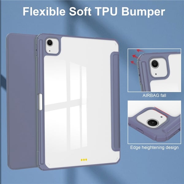 SKALO iPad Air 13 (2024) Trifold Gennemsigtig Bagside Cover - Lilla