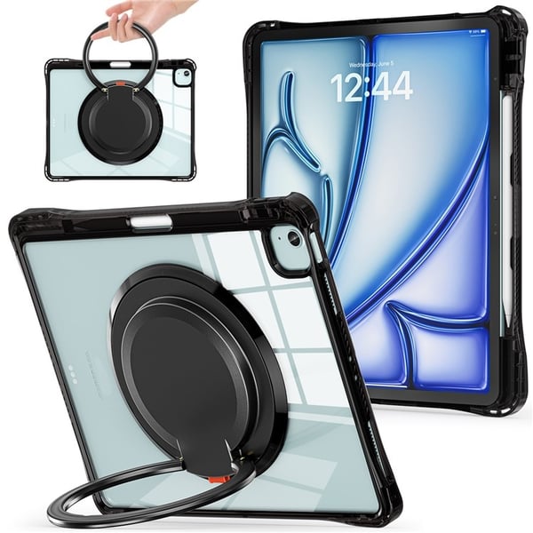 SKALO iPad Air 13 (2024) Ekstra Stødsikker Armor Ring Cover - Sort