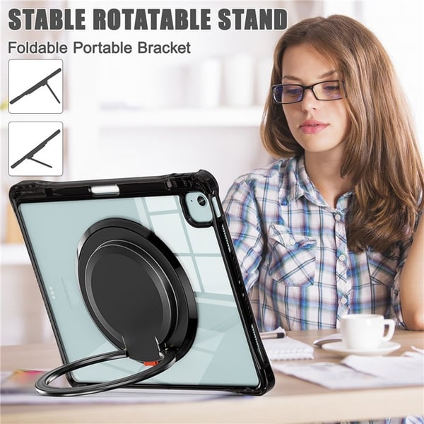 SKALO iPad Air 13 (2024) Ekstra Stødsikker Armor Ring Cover - Sort