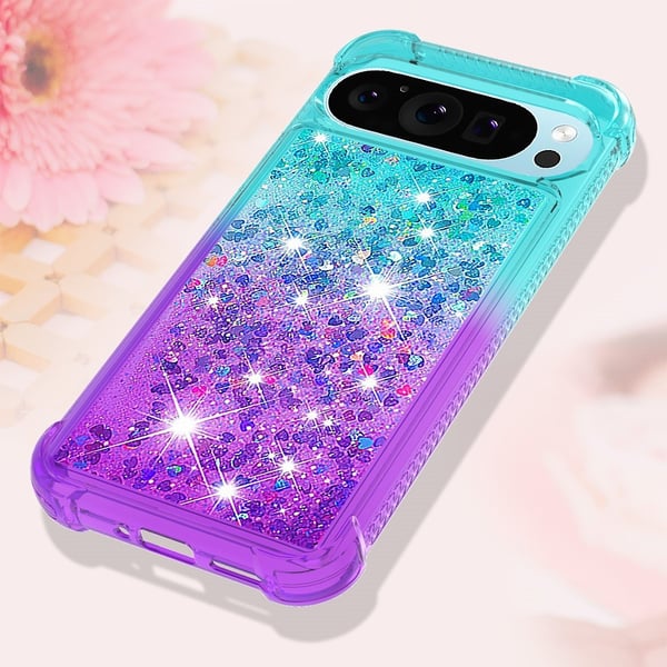 SKALO Google Pixel 10 Kviksand Glitter Cover - Turkis-Lilla