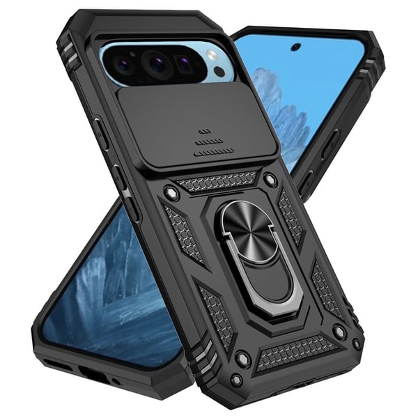 SKALO Google Pixel 10 Armor Metalring Kameraskyder Cover - Sort