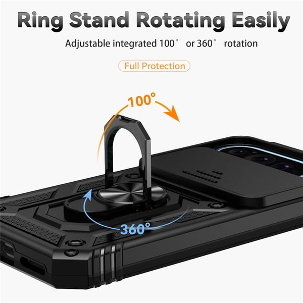SKALO Google Pixel 10 Armor Metalring Kameraskyder Cover - Sort