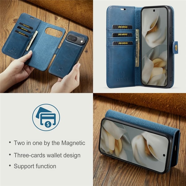 DG MING Google Pixel 10 2-i-1 Magnet Plånboksfodral - Blå